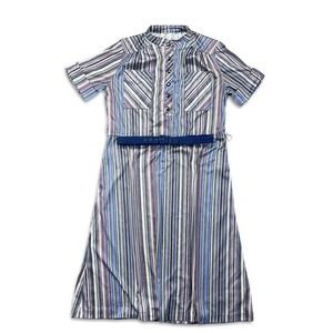 Mod Vintage 60s Twiggy Space Age Fit & Flare Twirl Mini Dress Striped Womens M